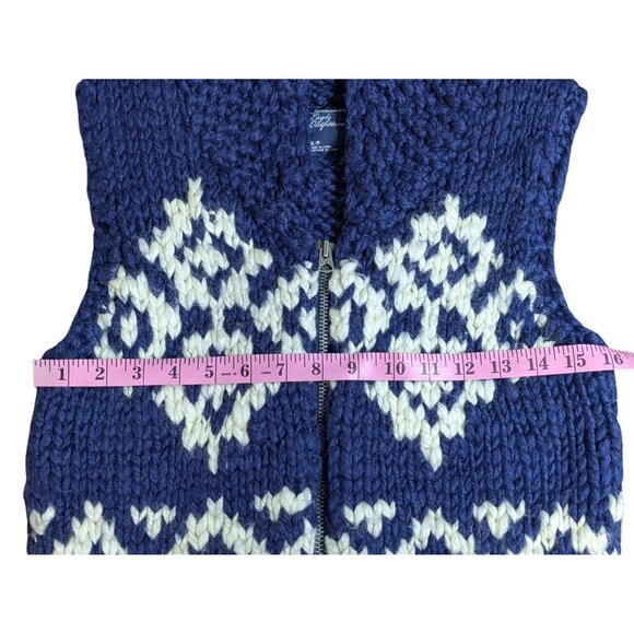 American Eagle Women's chunky Wool blend knit Sweater Vest blue &white Size S - Picture 6 of 9